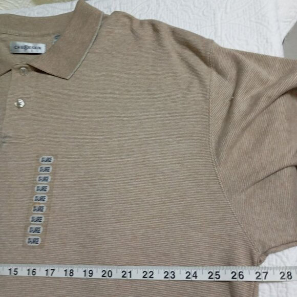 Che©reskin Mens Long Sleeve Polo Shirt Textured Khaki Button Collar Xxl - Picture 13 of 14